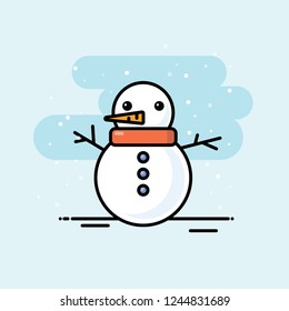 Snowman Vector Illustration in Flat Style Design