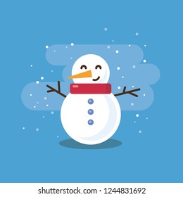 Snowman Vector Illustration in Flat Style Design