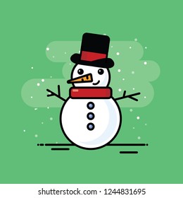 Snowman Vector Illustration in Flat Style Design