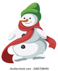 Snowman vector illustration. Iceman, holiday