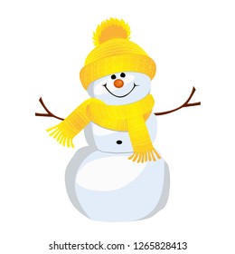 Snowman. Vector illustration. Isolated on a white background.