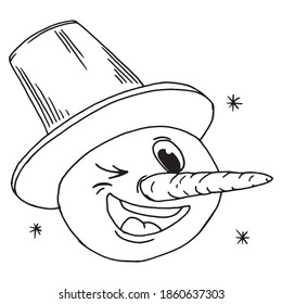 Snowman. Vector illustration of a merry snowman for Christmas. Hand drawn funny snowman.
