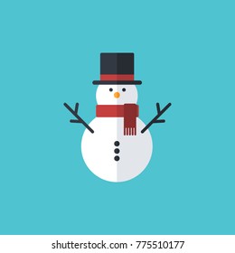 Snowman vector illustration on blue background
