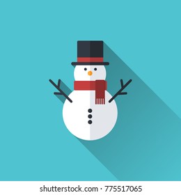 Snowman vector illustration on blue background
