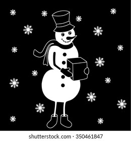 Snowman vector illustration on dark background