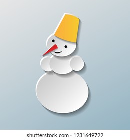 Snowman vector illustration on grey background. Paper style. EPS10