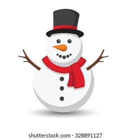 Snowman vector illustration on white background