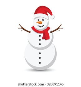 Snowman vector illustration on white background