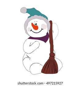 Snowman vector illustration on white background