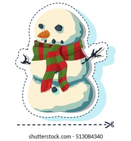Snowman vector illustration on a white background. The holiday symbol.