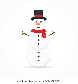 Snowman vector illustration on white background.