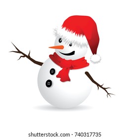 Snowman vector illustration on white background.