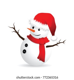 Snowman vector illustration on white background.