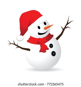 Snowman vector illustration on white background.