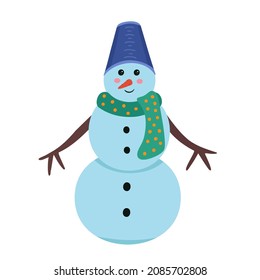 Snowman. Vector Illustration for printing, backgrounds, covers, packaging, greeting cards, posters, stickers, textile, seasonal design. Isolated on white background.