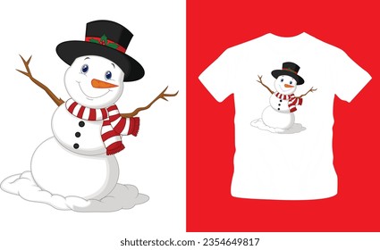 snowman vector illustration t-shirt design editable template