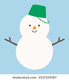Ilustración vectorial de muñeco de nieve. Invierno, icono, muñeco de nieve