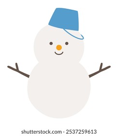 Ilustración vectorial de muñeco de nieve. Invierno, icono, muñeco de nieve