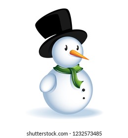 Snowman vector isolated on white background. Snowman for web site, winter banner, christmas card, flyer and wallpaper template. Creative art design, vector illustration