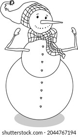 snowman vector isolated. Winter character for cards, invitations and children's games