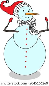 snowman vector isolated. Winter character for cards, invitations and children's games