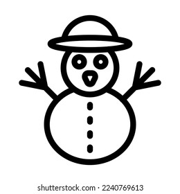 Snowman Vector Line Icon Design