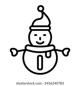 Snowman Vector Line Icon Design