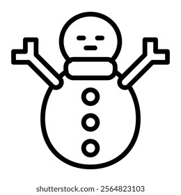 Snowman Vector Line Icon Design