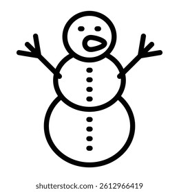 Snowman Vector Line Icon Design
