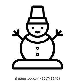 Snowman Vector Line Icon Design