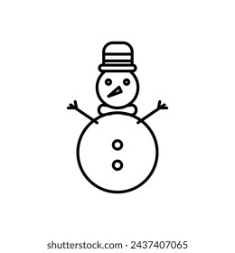 Snowman Vector Line Icon illustration.