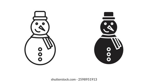 Snowman vector line icon illustration collection.