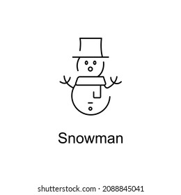 Icono de contorno vectorial SNOWMAN para diseño web aislado en fondo blanco
