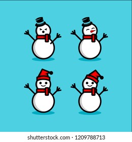 snowman vector set. winter illustration