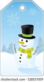 Snowman vector tag cartoon cute Christmas themed
