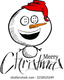 Snowman. vector text Calligraphic Lettering design card template. Creative typography for Holiday Greeting Gift Poster. Calligraphy Font style Banner.