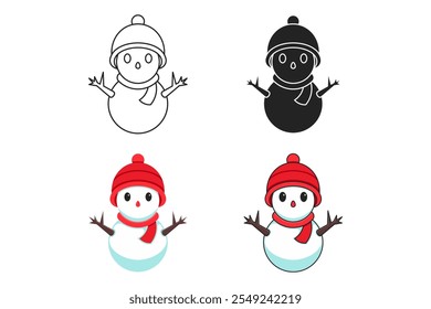 snowman vector with various styles, snowman icon