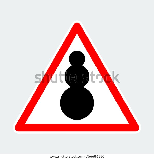 snowman, warning triangle road\
sign