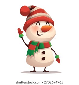 Snowman Waving Hand with Joy