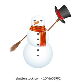 Snowman waving hat, vector design