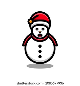 Snowman Wear Christmas hats in white background, vector logo design template for t shirt ,sticker etc,as you editable all you wish