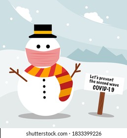 Snowman Wear Mask To Prevent COVID-19 