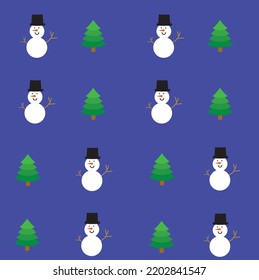 snowman wearing black hat and Christmas tree