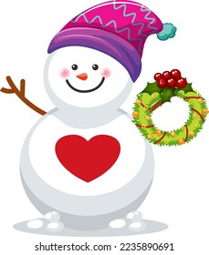 Snowman wearing Christmas hat illustration