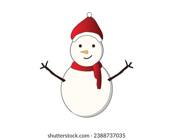 Snowman wearing cloth and Christmas hat