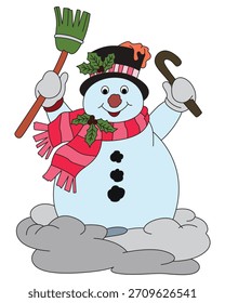 Schneemann mit Hut und Schal