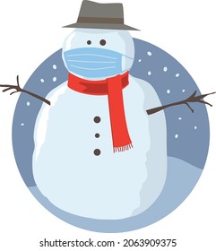 Snowman Wearing A Mask Symbolizing The Resumption Of The Winter Covid 19 Epidemic