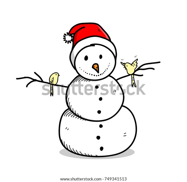 snowman wearing santa hat