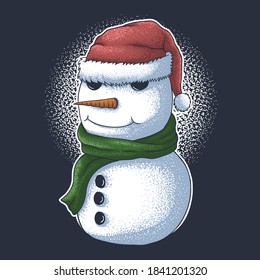 Snowman wearing a santa hat for christmas vector illustration for your company or brand