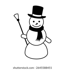 a snowman wearing a top hat and scarf holding